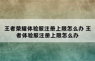 王者荣耀体验服注册上限怎么办 王者体验服注册上限怎么办